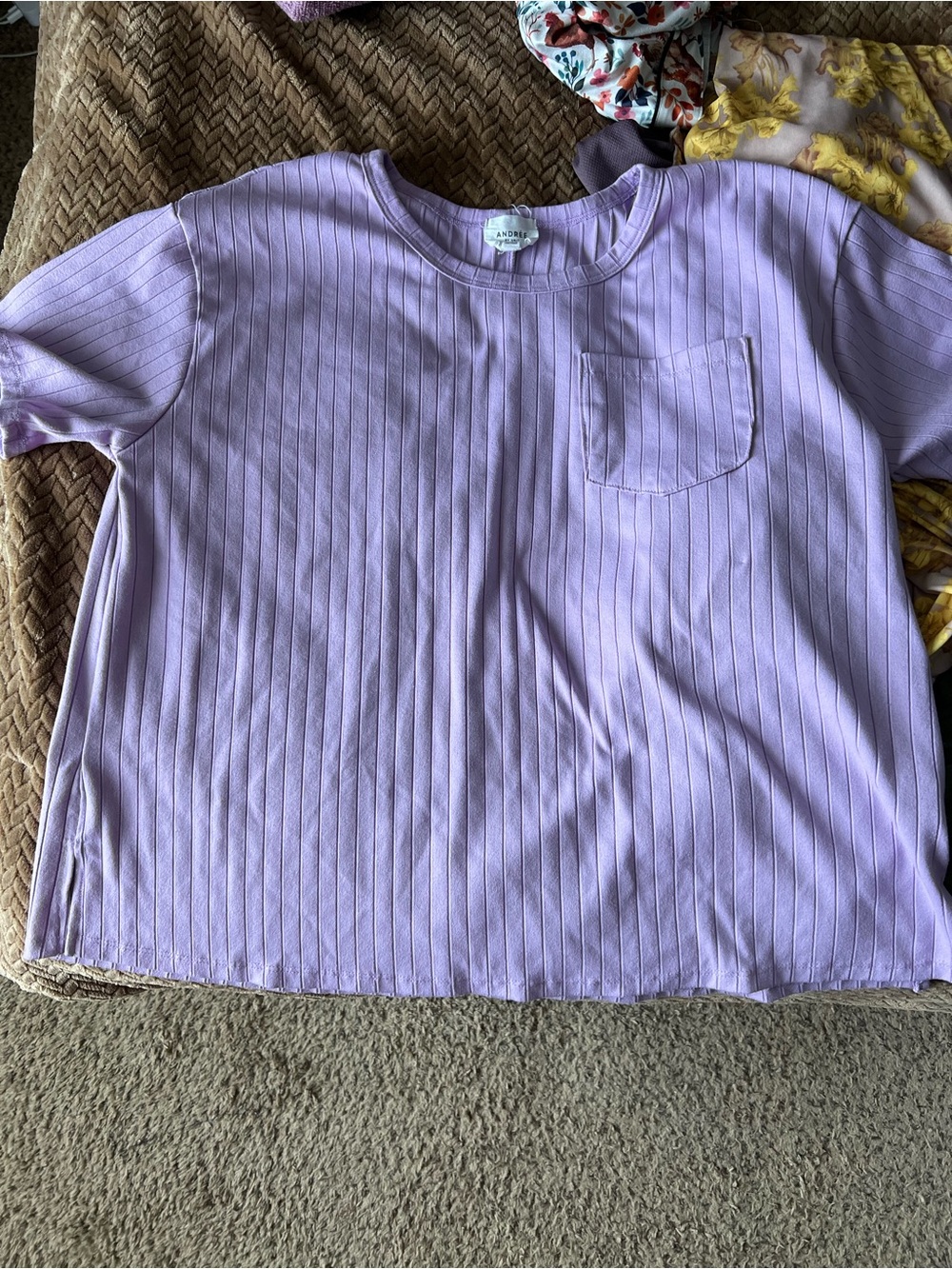 GAP Lilac Short-Sleeve Ribbed Pocket Tee